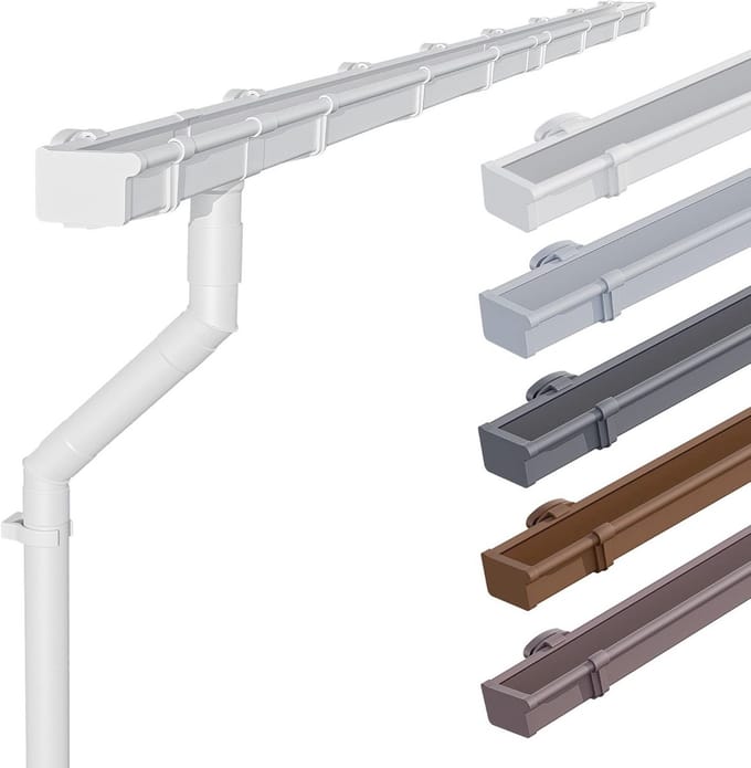 Dakgootset voor tuinhuis 68mm, doosvormig 4m, wit