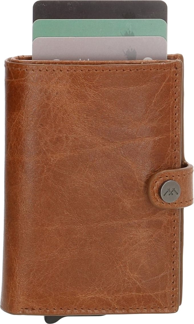 Hide & Stitches Porto Safety Wallet - 100% Leer - Bruin