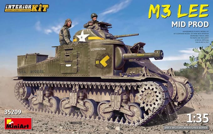 MiniArt Modelbouwpakket Militaire voertuigen - 35209 M3 Lee Mid Production with Interior Kit Plastic - 1:35 - Modelbouw