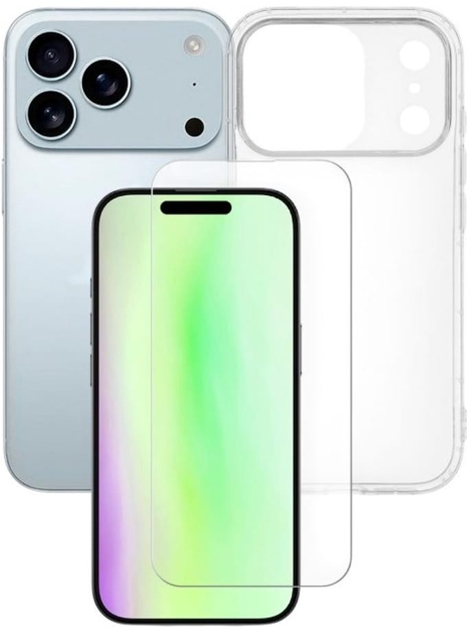Soft Back Cover Hoesje Geschikt voor: Apple iPhone 17 Pro Max Silicone Transparant + 2x Tempered Glass Screenprotector - ZT Accessoires
