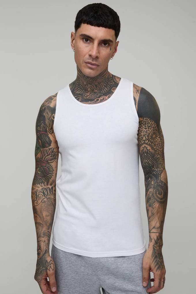 Tall Essential Muscle Fit Vest | White | Size Small