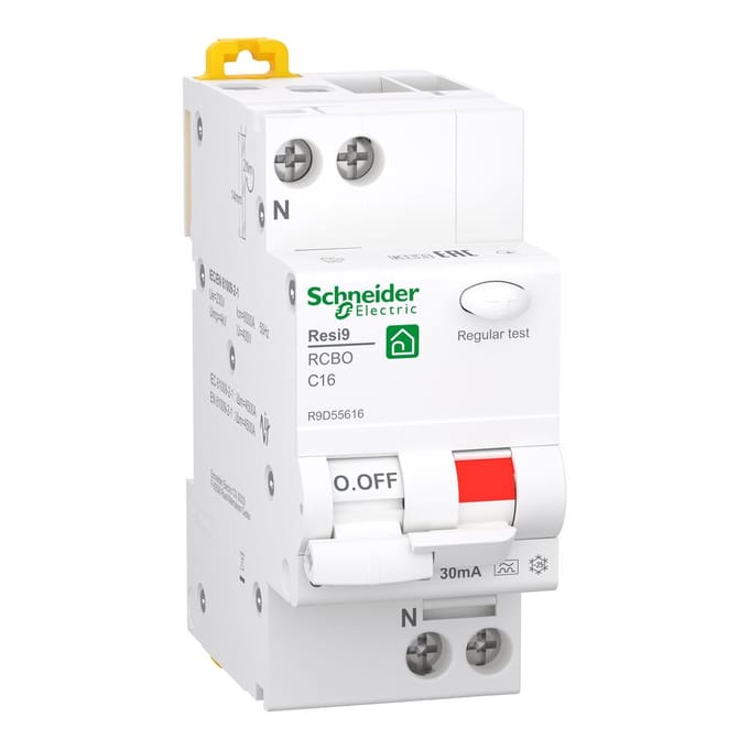 Schneider Electric Resi9 XP RCBO/combination switch 1PN C-characteristic 16A 6kA 30mA class A 36mm
