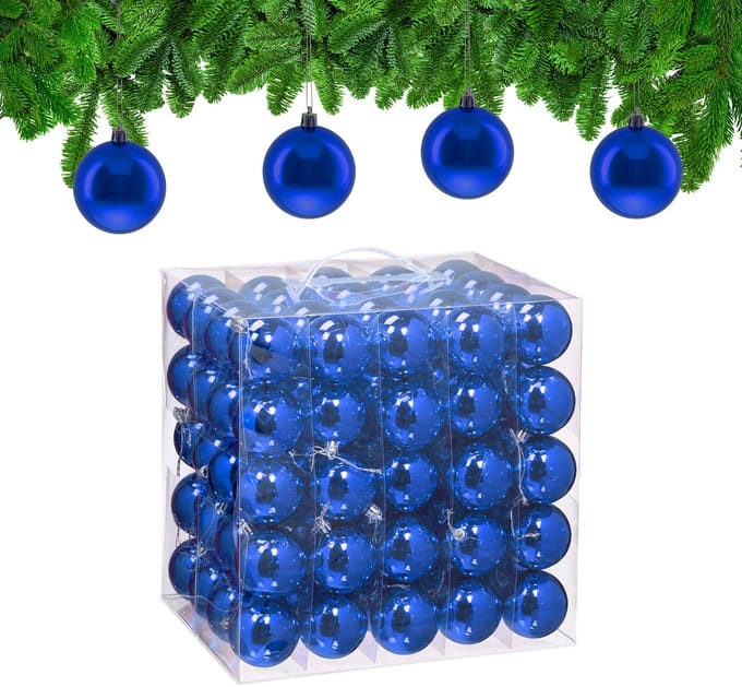 kerstballen set van 100 - Ø 6 cm - glanzend - kunststof - blauw
