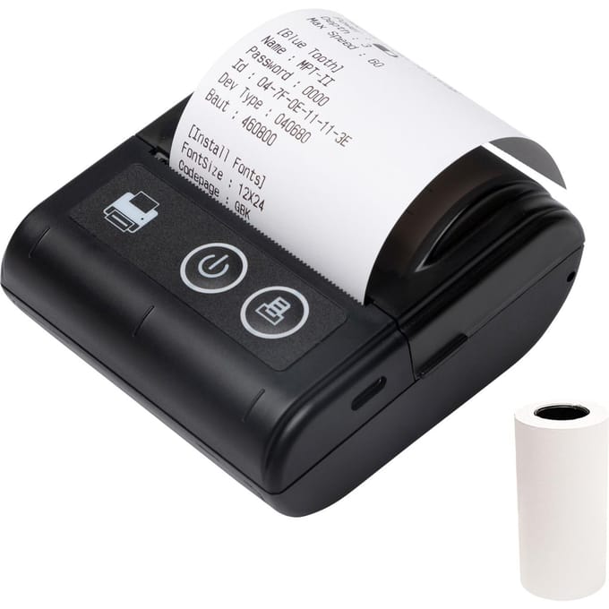 Mini-imprimante thermique portative de reçus, connexion USB et BT, 2 pouces, 57mm, sans fil, haute vitesse noir