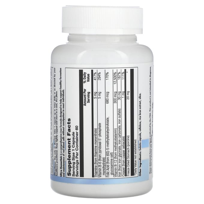 Nutra BioGenesis, Hématinique Ultra, 60 Gélules