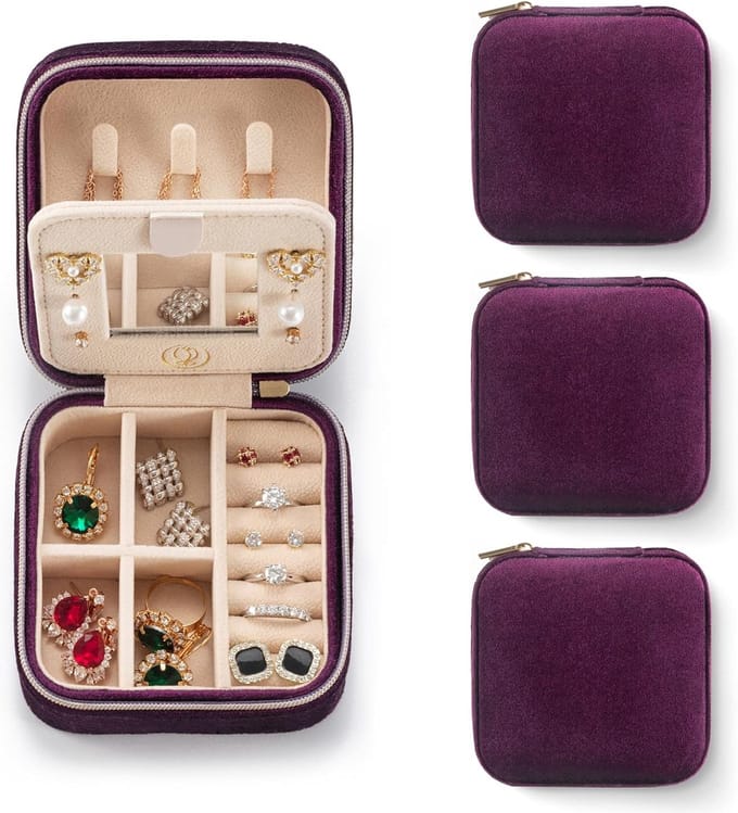 Draagbare pluche fluwelen reisjuwelendoos - Sieraden organisatiedoos voor dames
