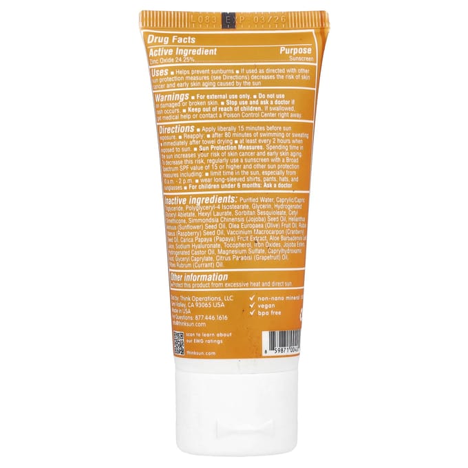 Think, Think Daily, Crème solaire teintée à l'oxyde de zinc, FPS 30, 59 ml (2 fl oz) orange