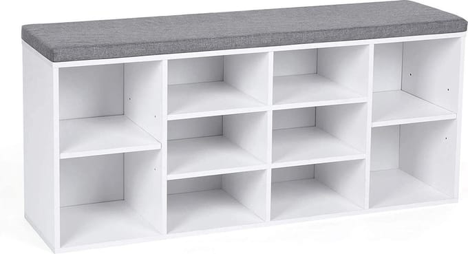 Schoenenkast met Zitvlak - Wit/ Grijs