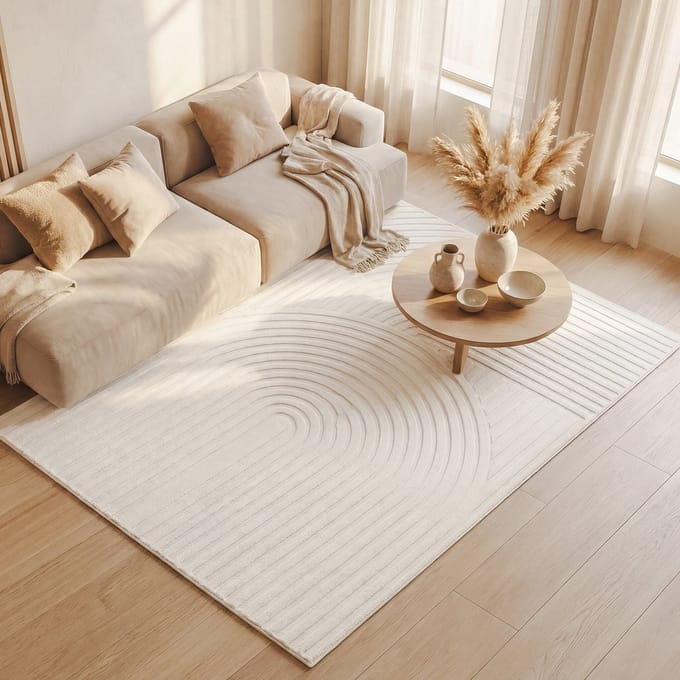 Fraai Scandinavisch vloerkleed - Charm Curves Wit - 80x150cm
