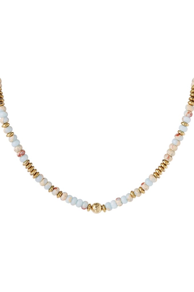 Bijoutheek Collier multi kralen (6mm) beige