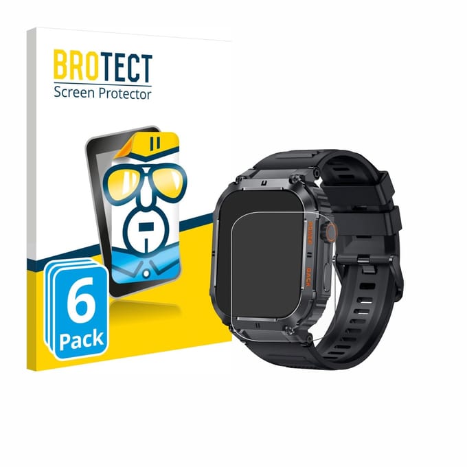 BROTECT - Screenprotector voor bedee Smartwatch 1.96" - Folie Beschermfolie transparant 6 Stuks