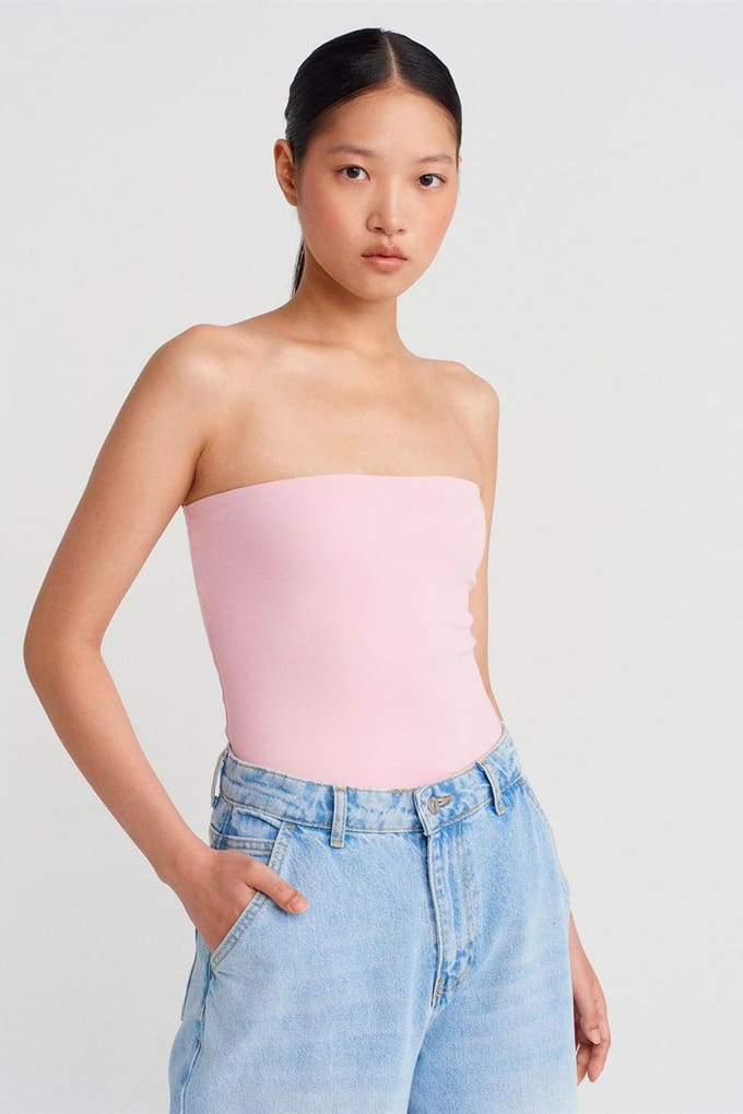 Strapless Slim-fit Jersey Blouse
