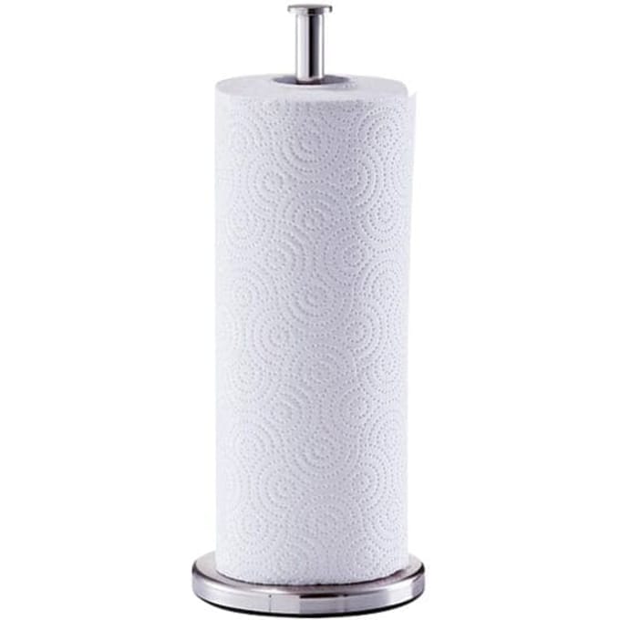 Zeller Keukenrolhouder - rond - zilver - RVS - 13x32 cm