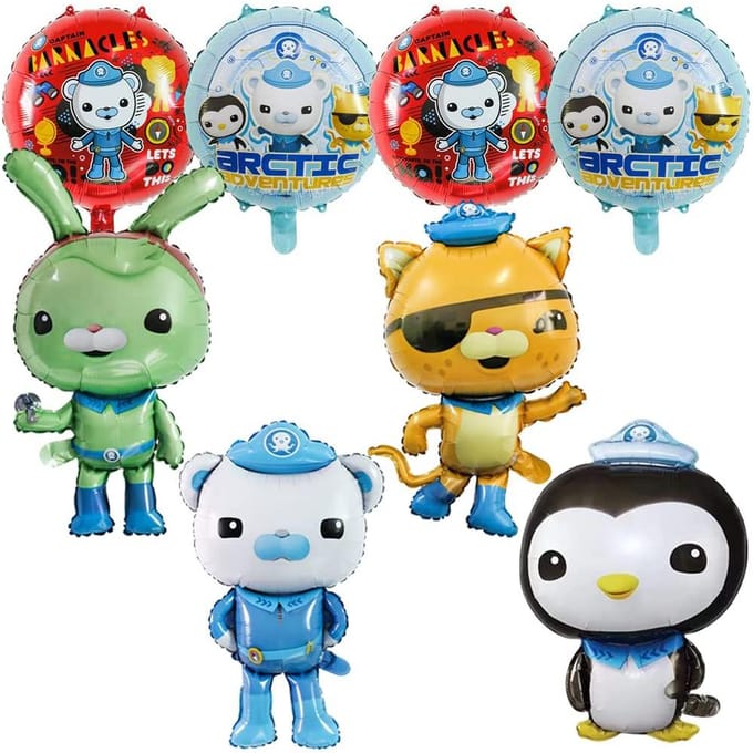 8-delige verjaardagsfolieballondecoraties met Octonauts-thema voor kinderen gray