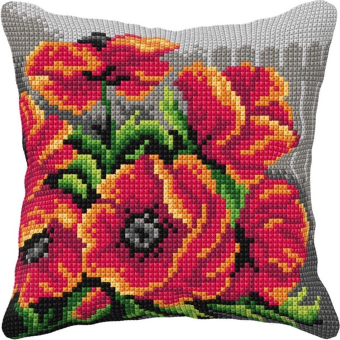 Kussenpakket Klaprozen borduurpakket - Orchidea