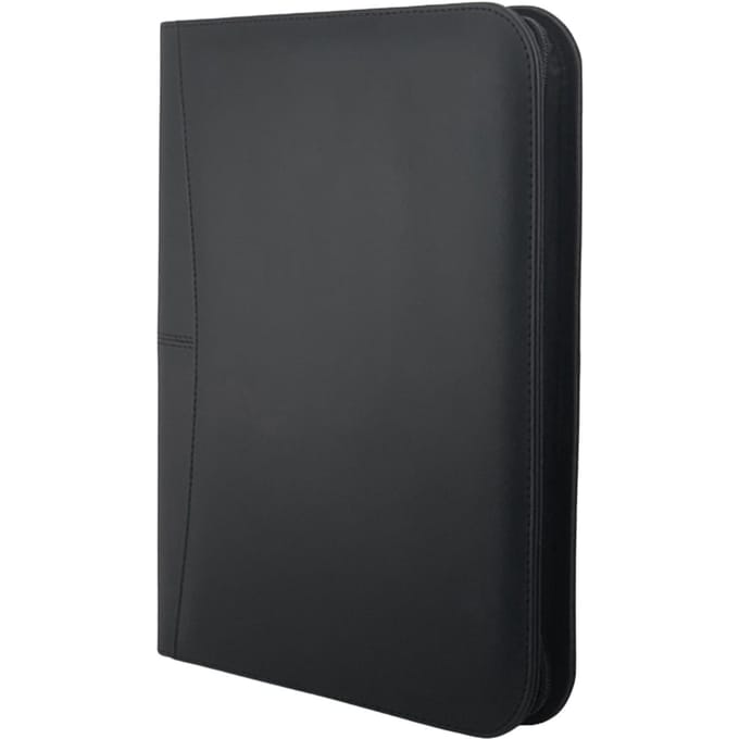 Bisofice Business Padfolio A4 PU lederen portfolio-organizer met ritssluiting voor sollicitatie-cv-document zwart