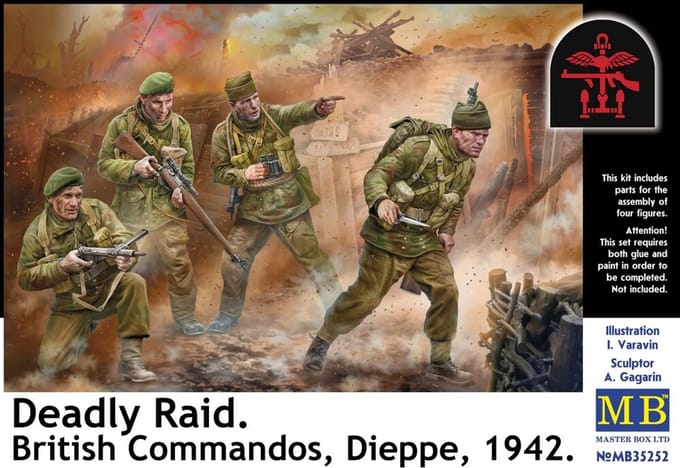 Master Box Modelbouwpakket Militaire voertuigen - 35252 Deadly Raid - WWII Britse Commandos Dieppe 1942 - 4 Figuren Plastic - 1:35 - Modelbouw
