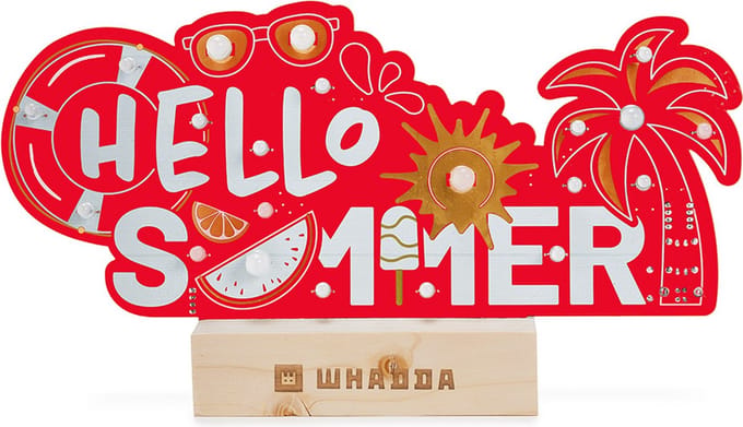 Whadda Soldeerkit, XL-printplaat, Hello Summer, met houder, educatief en creatief STEM-bouwpakket