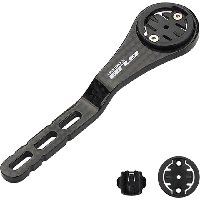 Fietscomputerhouder Handvat Koolstofvezel Geïntegreerd Gebogen Lichtgewicht voor GARMIN Cat Eye Bryton zwart