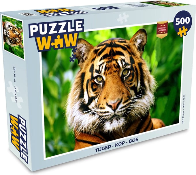 Puzzel Tijger - Kop - Bos - Legpuzzel - Puzzel 500 stukjes