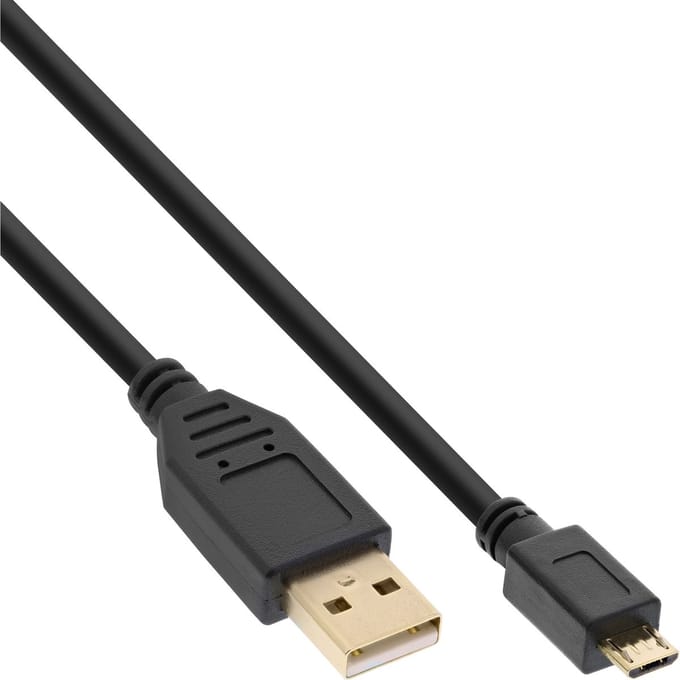 InLine® Micro-USB 2.0 kabel, USB-A(M) naar Micro-B (M), vergulde contacten, 2m