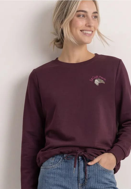 Sweatshirt met ronde hals en borduursel