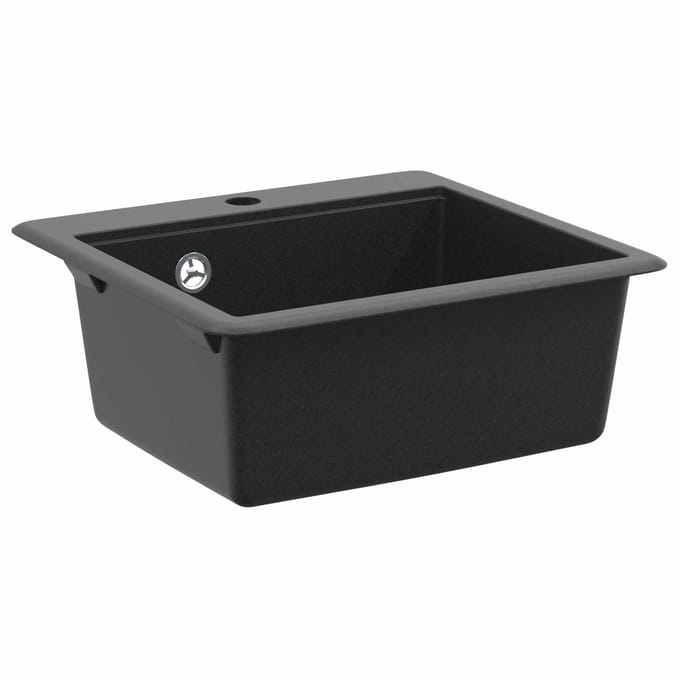 vidaXL - Wasbak - 80% - Kwarts - en - 20% - Hars - 470 - x - 440 - mm - Zwart