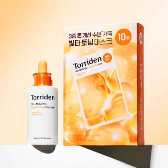 Torriden Cellmazing Vita Ampul 30ml met 10 Vita Masker Sheets – Verhelderende Vitamine Huidverzorgingsset beige