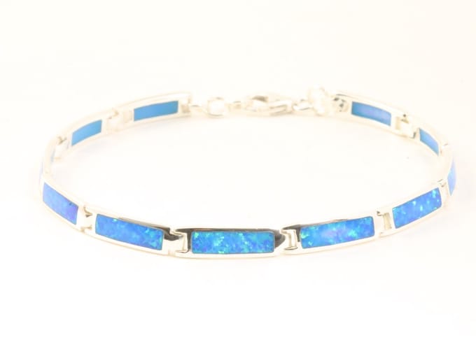 Fijne hoogglans zilveren armband met Australische opaal