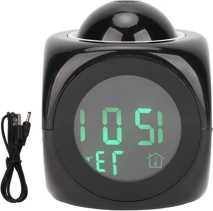 Solidchoice - Digitale Projectie Alarmklok met Temperatuurweergave en USB Oplader