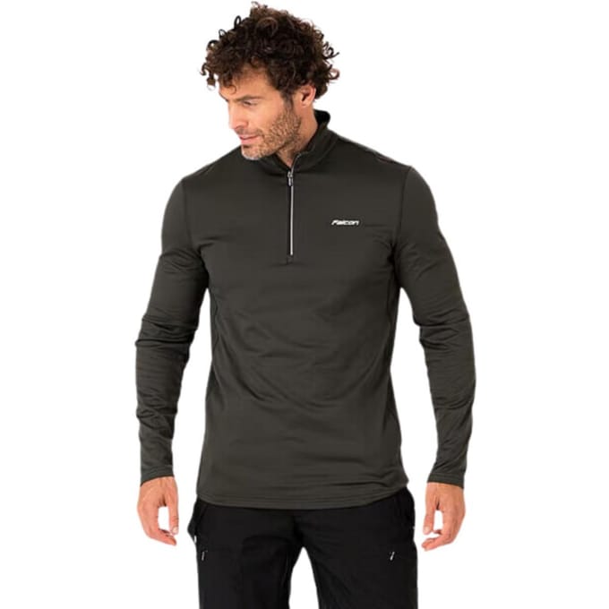 Falcon Haller Skipully - Wintersportpully Voor Heren - 1/2 Zip - Zwart/Olive - M