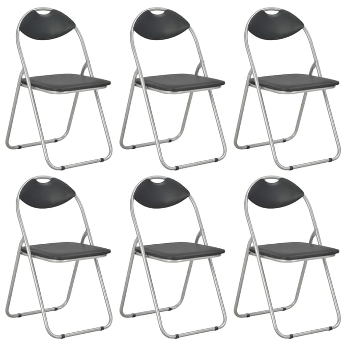 vidaXL - Opklapbare - stoelen, - 6 - stuks, - zwart - kunstleer
