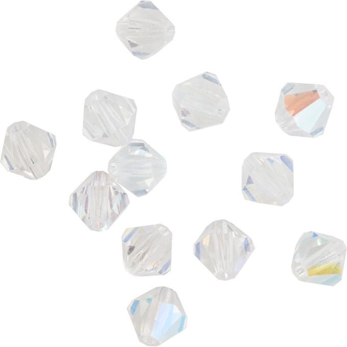 Glas geslepen glitterkralen, 6 mm - Crystal AB