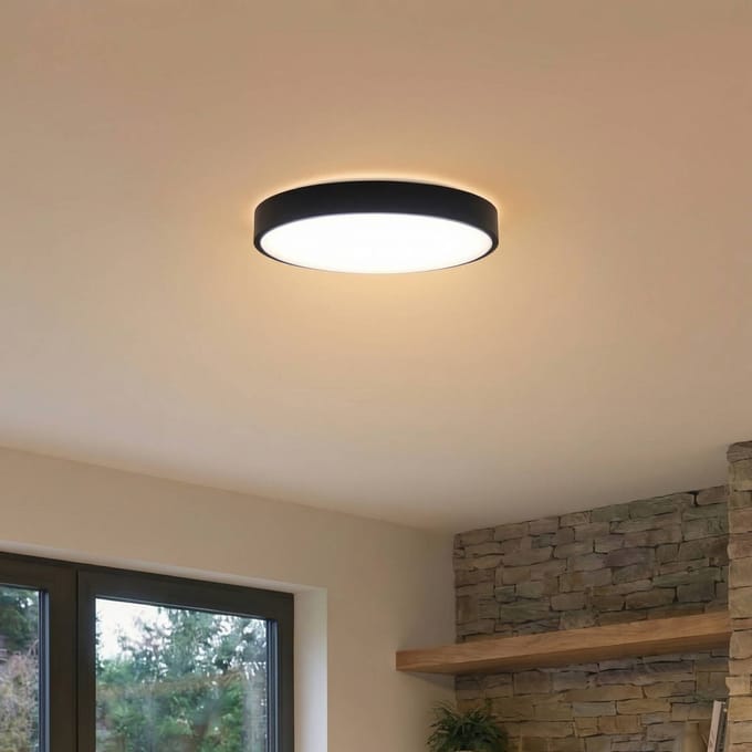 Lindby Smart LED plafondlamp Innes zwart 38cm RGB CCT Tuya