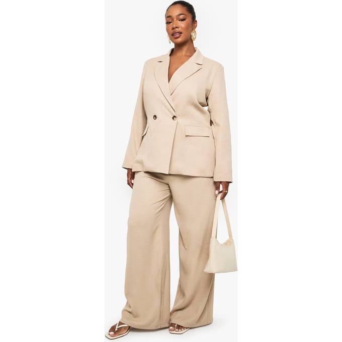 boohoo Dames Plus op maat gemaakte rechte broek | Stone | Maat: 20
