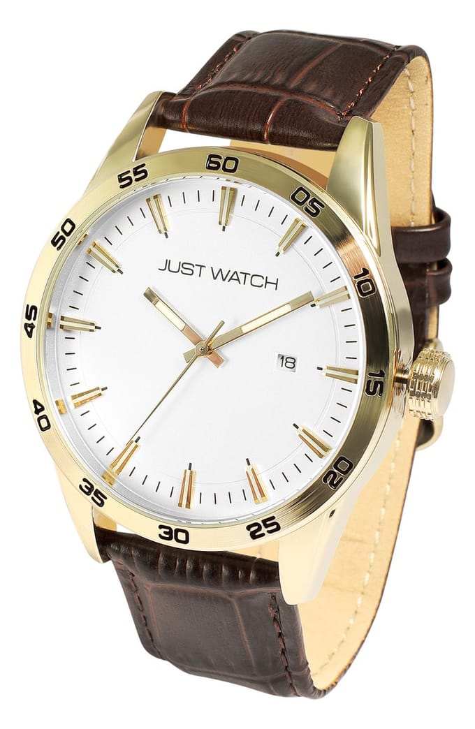 JUST WATCH herenhorloge echt leer datumaanduiding