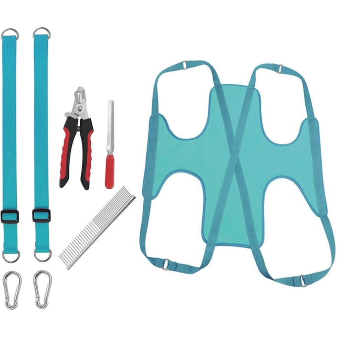 Hamac de toilettage pour chiens de taille moyenne/grande, avec coupe-ongles/coupe-ongles/ciseaux de toilettage M blue