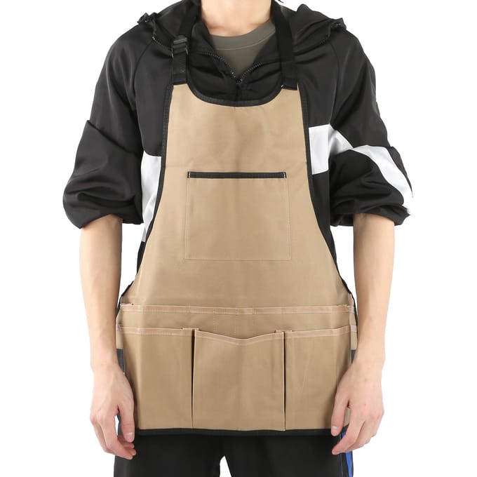 Tablier Multifonctionnel Type Technicien Porte-Outils Sac de Rangement Organisateur Pochette Trousse à Outils beige