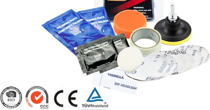 Koplamp poetsen set Headlight polishing kit inclusief polijstmiddel / HaverCo