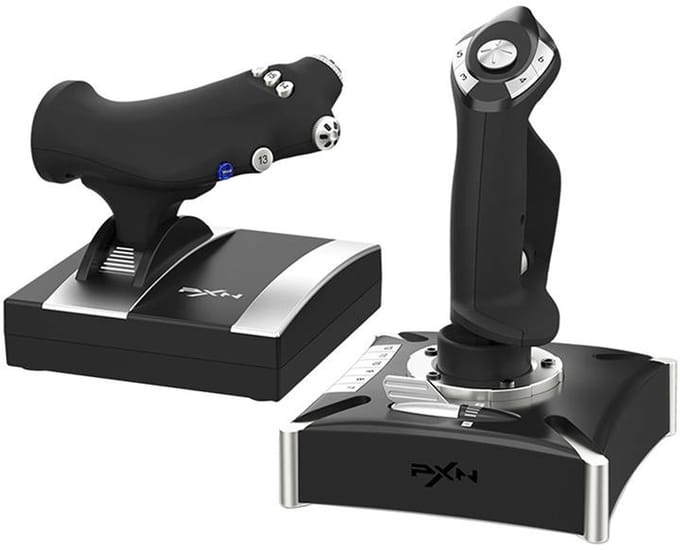 PXN 2119 Pro - HOTAS Flightstick - Throttle & Joystick Set - Realistische Flight Simulator Besturing - Programmeerbare Knoppen - USB - PC - Zwart
