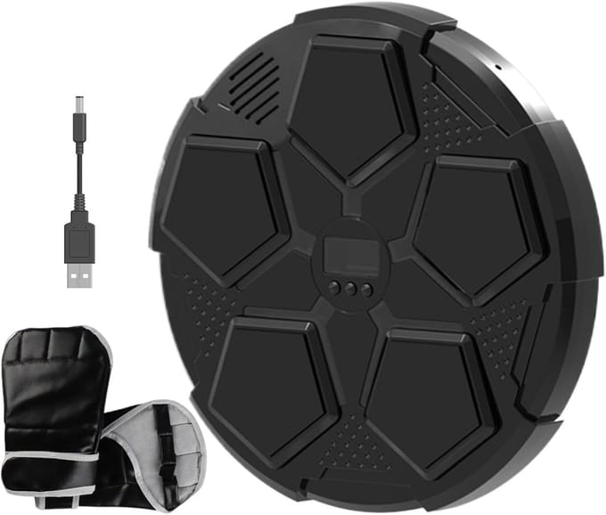 Muziek Boks Trainer - Thuis Fitness - Reactie Training - LED Verlichting - 32 cm - Zwart