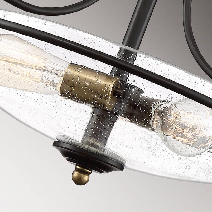 Quoizel LED Plafondlamp Griffin | 3X E27 Max 60W | Dimbaar | Palladian Bronze with Weathered Brass Accents
