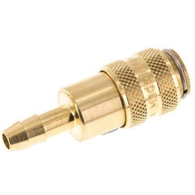 Messing DN 5 Luchtkoppeling Snelkoppeling 6 mm Slangpilaar Double Shut-Off