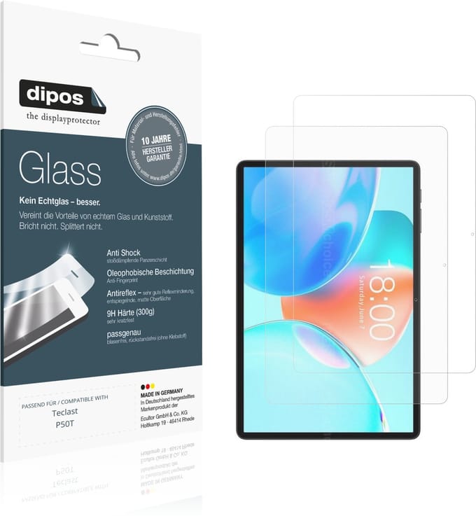 dipos – 2x Matte Pantserfolie geschikt voor Teclast P50T | 9H Screenprotector