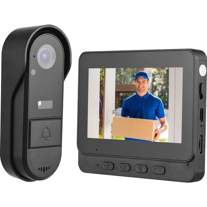 4.3 inch IPS-scherm Draadloze deurbel met camera Buiten IP65 Waterdicht 1080P Draadloze deurbel zwart