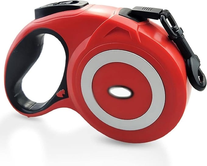 Hondenlijn oprolbaar - Uitschuifbare riem - Veilig uitlaten - Ergonomisch handvat - 5 meter - Rood