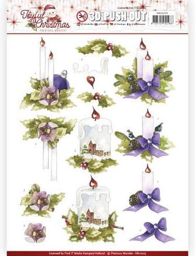 Christmas Candles Joyful Christmas 3D-Uitdrukvel Pushout Precious Marieke
