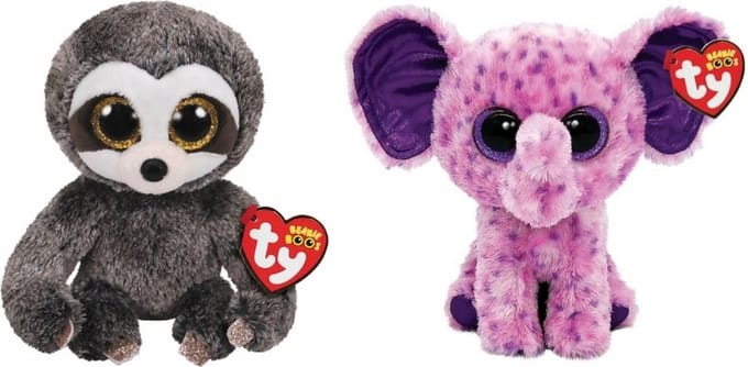 Ty - Knuffel - Beanie Boo's - Dangler Sloth & Eva Elephant
