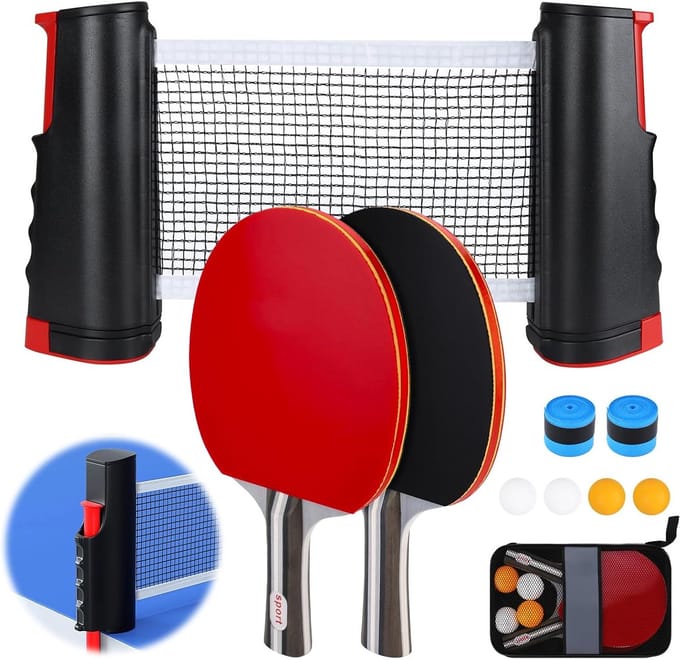 Tafeltennis Set - Pingpong Batjes - Mobiel Spelen - Uitschuifbaar Net - Complete Set