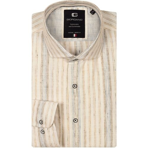 Giordano Overhemd Row Cutaway Collar Cotton Linnen Mélange Stripe Lichtblauw-Multi / male